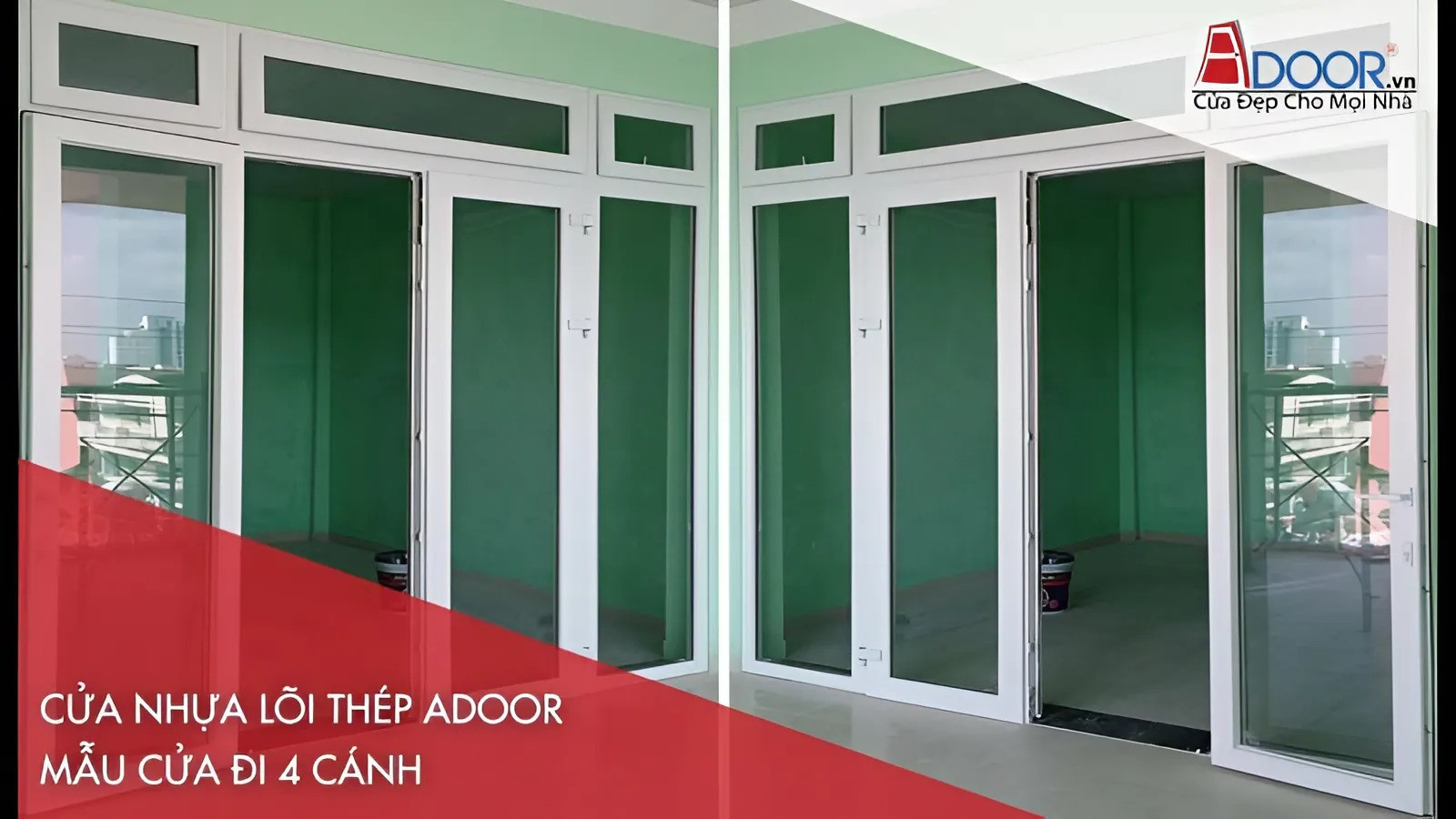 Cửa nhựa lõi thép 4 cánh hiện đại