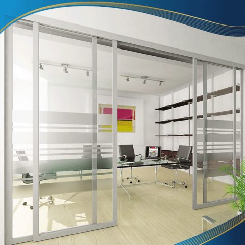 Cửa nhựa lõi thép 4 cánh mở trượt văn phòng