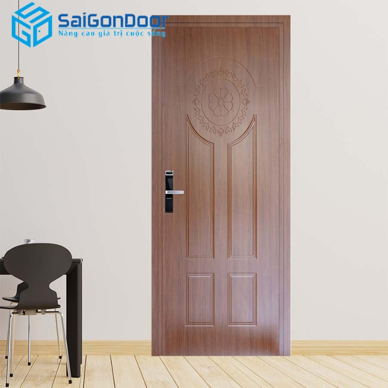 Cửa nhựa lõi thép giả gỗ 1 cánh cho phòng ngủ