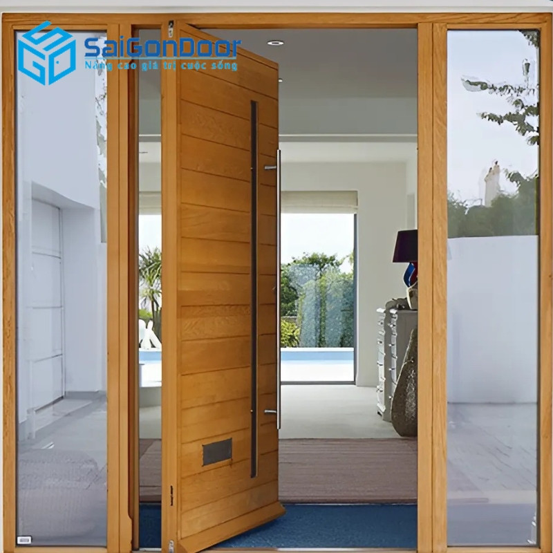 Cửa nhựa lõi thép giả gỗ 3 cánh hiện đại
