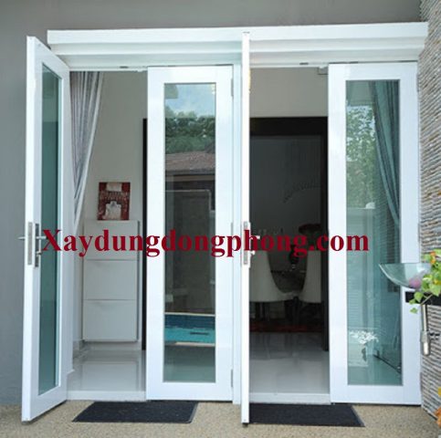 Cửa nhựa lõi thép uPVC màu trắng hiện đại, thiết kế mở quay