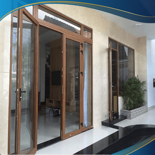 Cửa nhựa lõi thép vân gỗ 2 cánh cơ bản