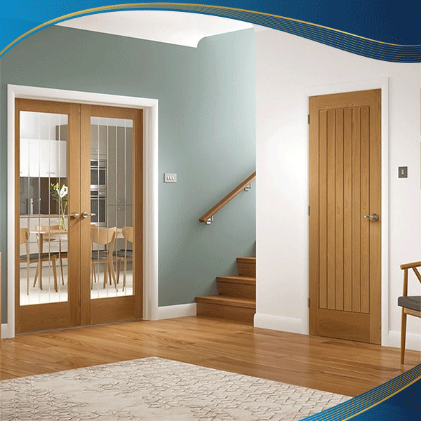 Cửa nhựa lõi thép vân gỗ 2 cánh mở quay chia đố
