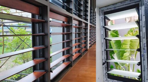 Cửa sổ lá sách kính tích hợp trên khung nhựa lõi thép, thông gió hiệu quả