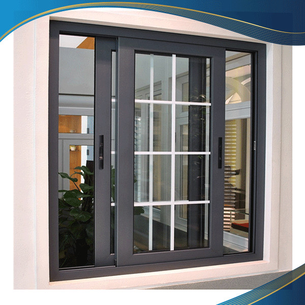 Cửa sổ nhựa uPVC 2 cánh mở trượt màu đen sang trọng, sử dụng cho công trình nhà ở