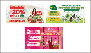 Decal quảng cáo tấm lớn của WinMart+ với vật liệu bền bỉ