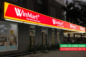 Hình ảnh bảng hiệu hộp đèn bạt 3M in UV truyền thống của WinMart+