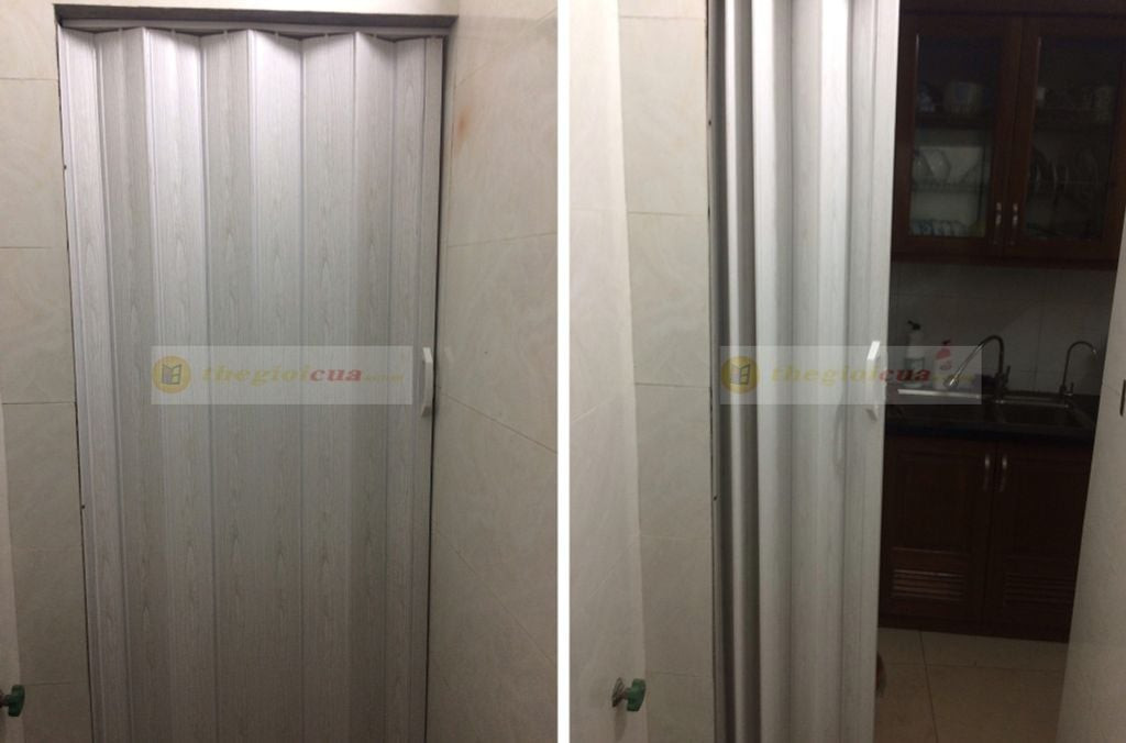 Hình ảnh thực tế cửa xếp nhựa lắp đặt cho nhà vệ sinh