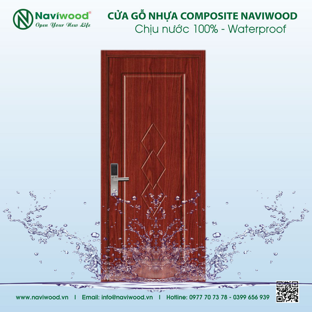 Khả năng chống nước vượt trội của cửa gỗ nhựa composite, lý tưởng cho phòng tắm.