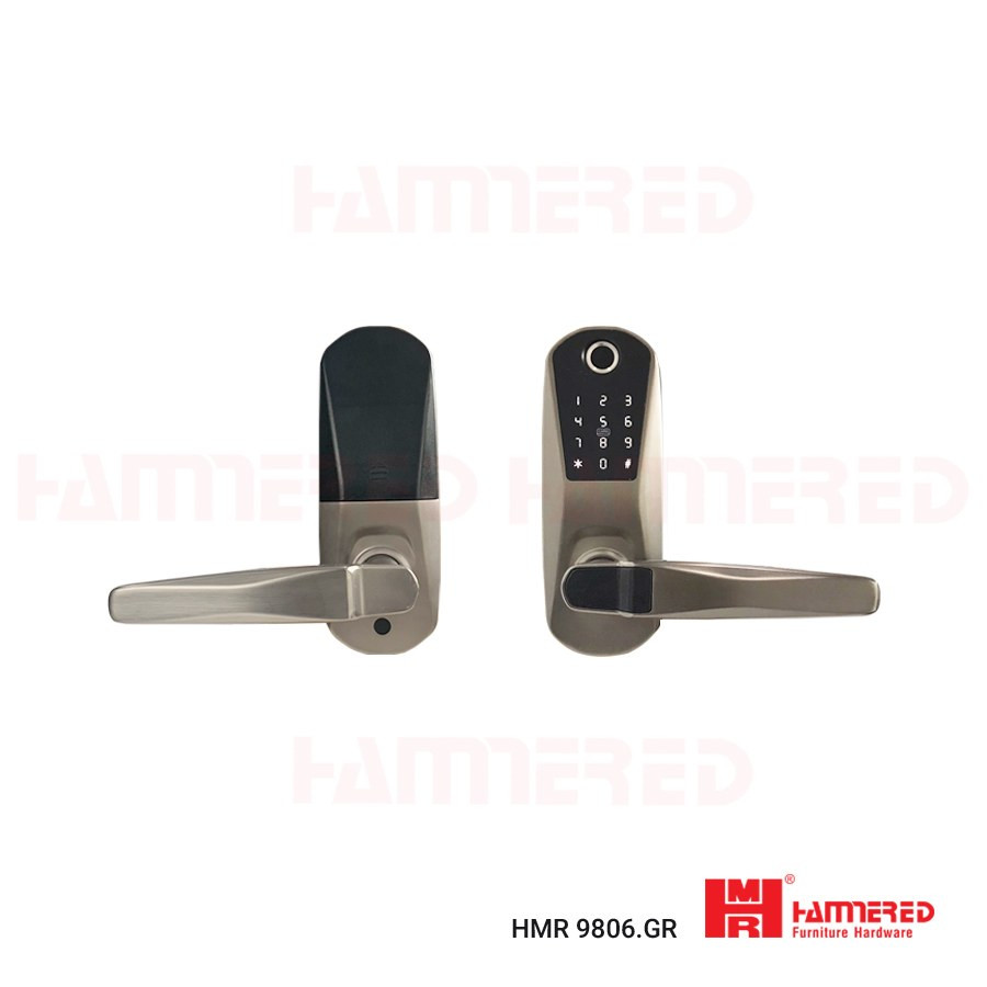Khóa điện tử vân tay HMR 9806 xám cho cửa composite