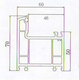 Mặt cắt khung bao cửa đi 4 cánh nhựa lõi thép MK60