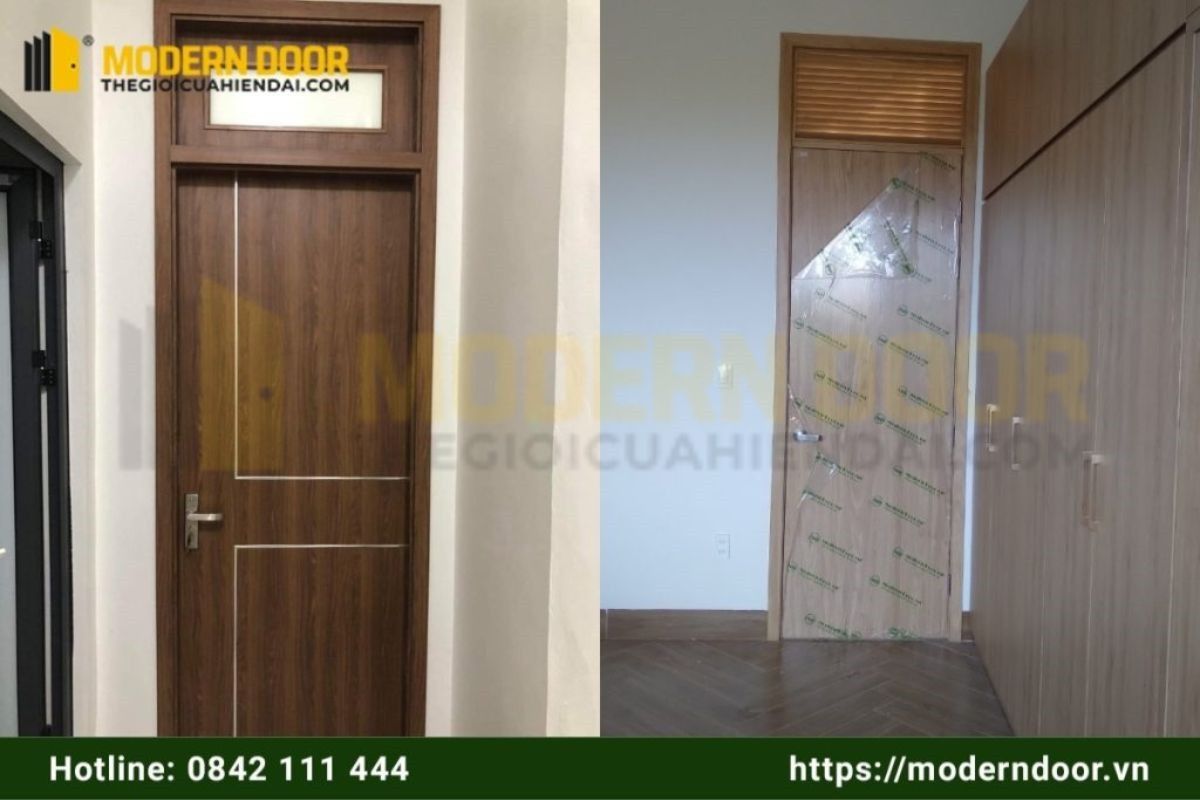 Mẫu cửa nhựa Composite có ô thoáng giúp tăng ánh sáng và thu không khí cho căn phòng