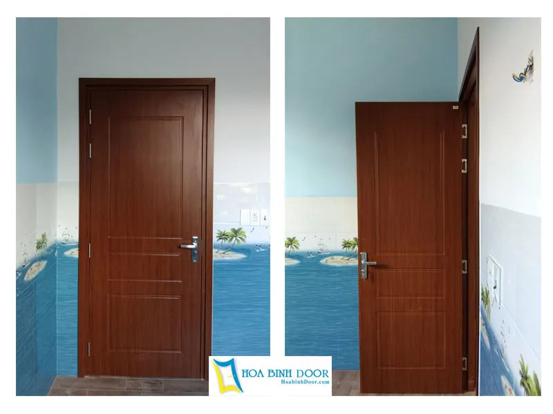 Mẫu cửa nhựa giả gỗ Composite có đường nét tinh tế