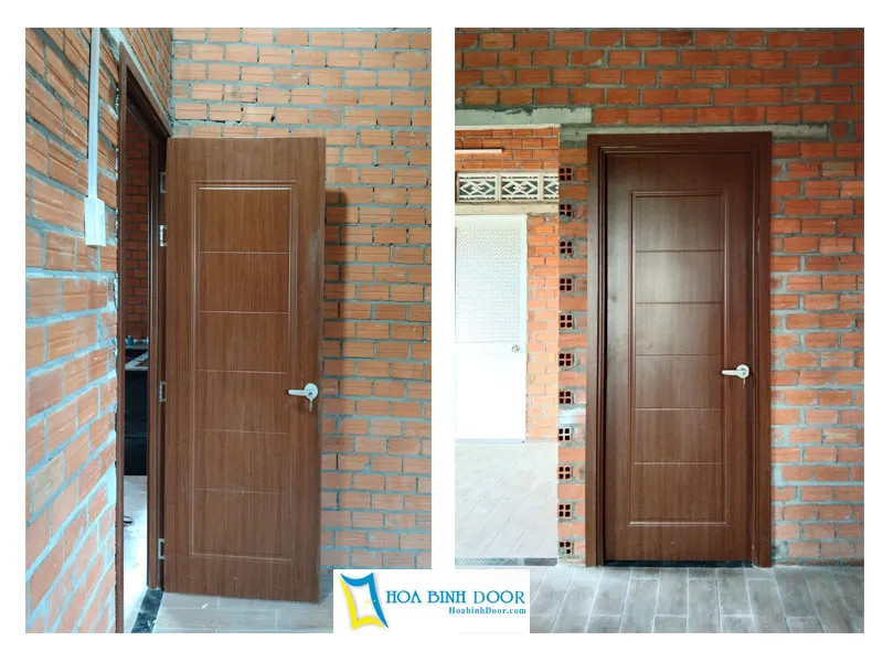 Mẫu cửa nhựa giả gỗ Composite màu nâu sáng