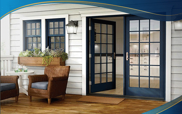 Mẫu cửa nhựa lõi thép uPVC 2 cánh mở quay có nan trang trí cho công trình nhà ở