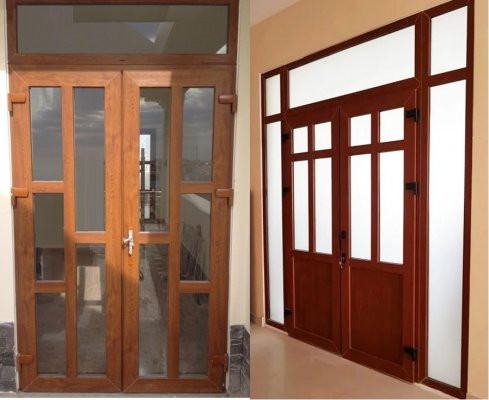 Mẫu cửa nhựa lõi thép vân gỗ sang trọng, hiện đại