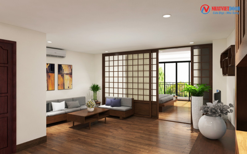 Mẫu cửa nhựa lùa 1 cánh kiểu Nhật cho phòng khách