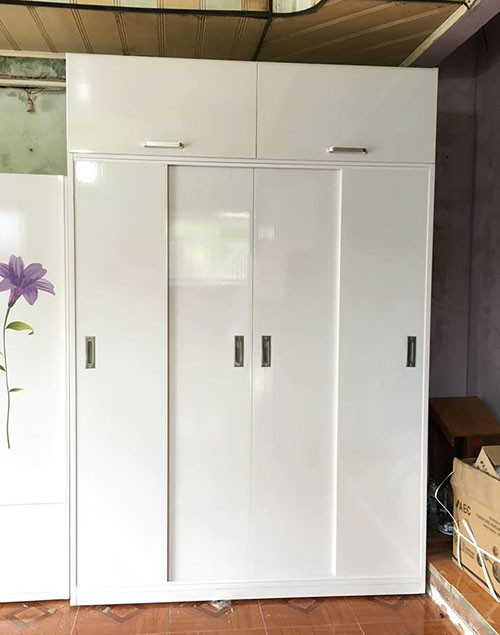 Mẫu tủ nhựa giả gỗ cánh lùa đẹp hiện đại