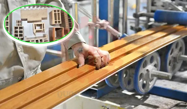 Máy dán bọc cạnh chi tiết profile cho cửa gỗ nhựa composite