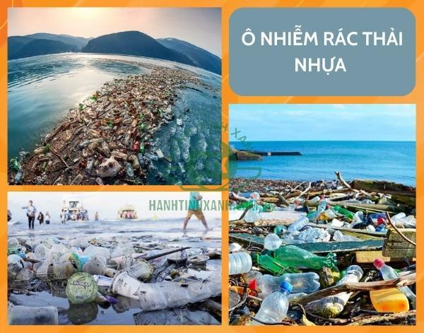 Ô nhiễm rác thải nhựa thể hiện rõ qua cảnh quan môi trường bị vùi lấp bởi các loại nhựa phế thải