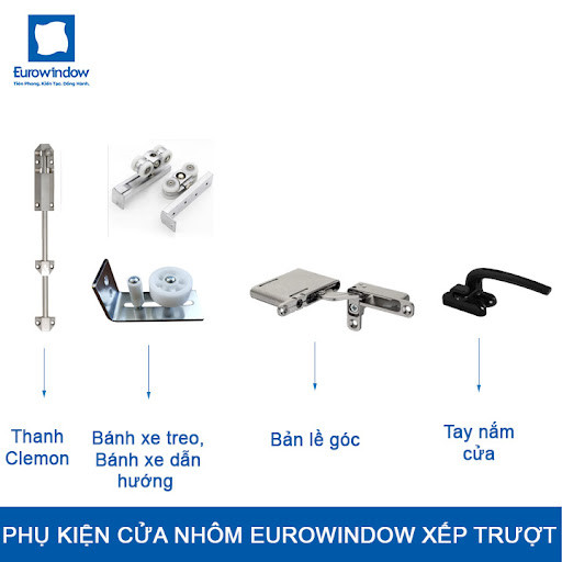 Phụ kiện cửa nhựa lõi thép Eurowindow cửa đi xếp trượt