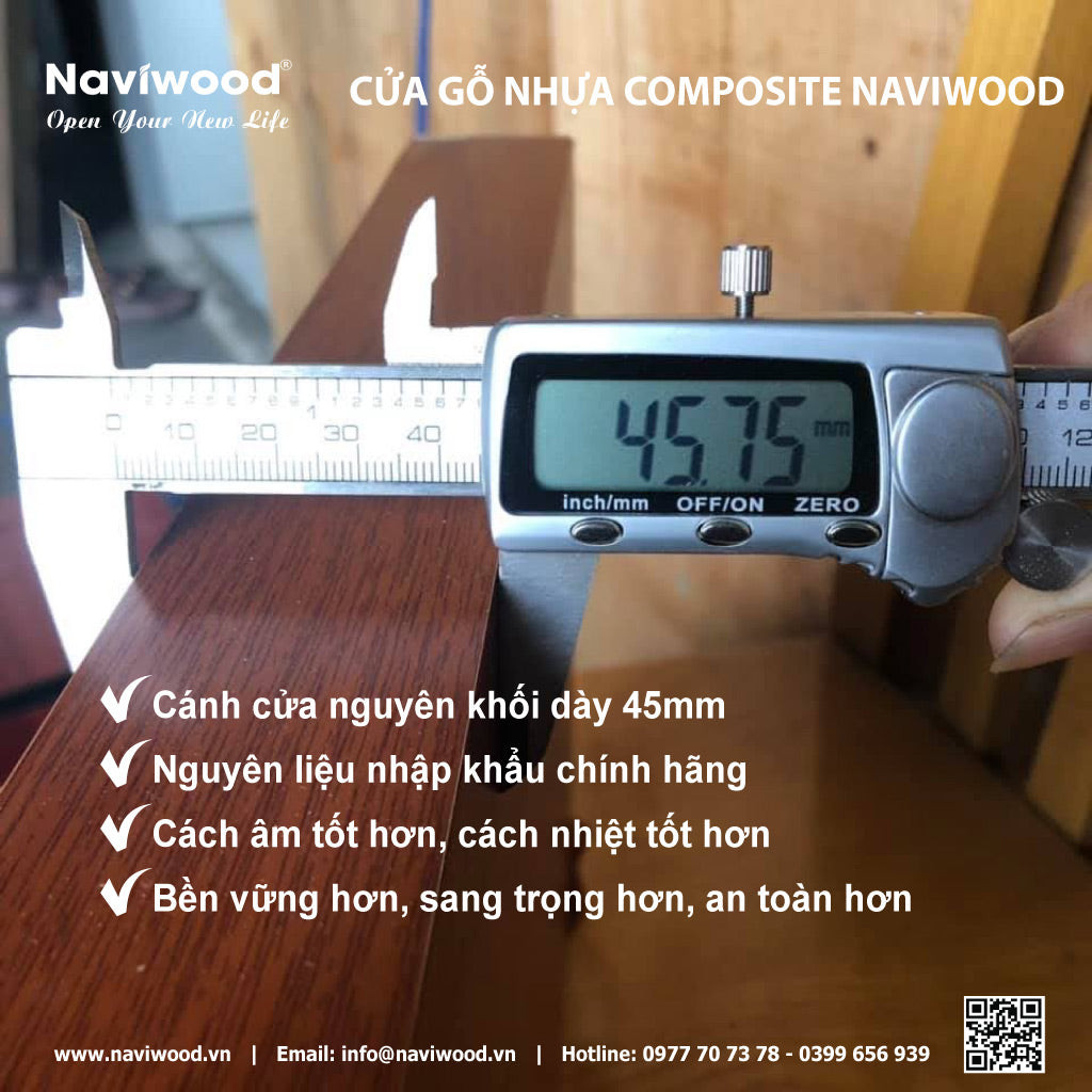 Sơ đồ kích thước tiêu chuẩn của cửa gỗ nhựa composite, hỗ trợ thiết kế chính xác.