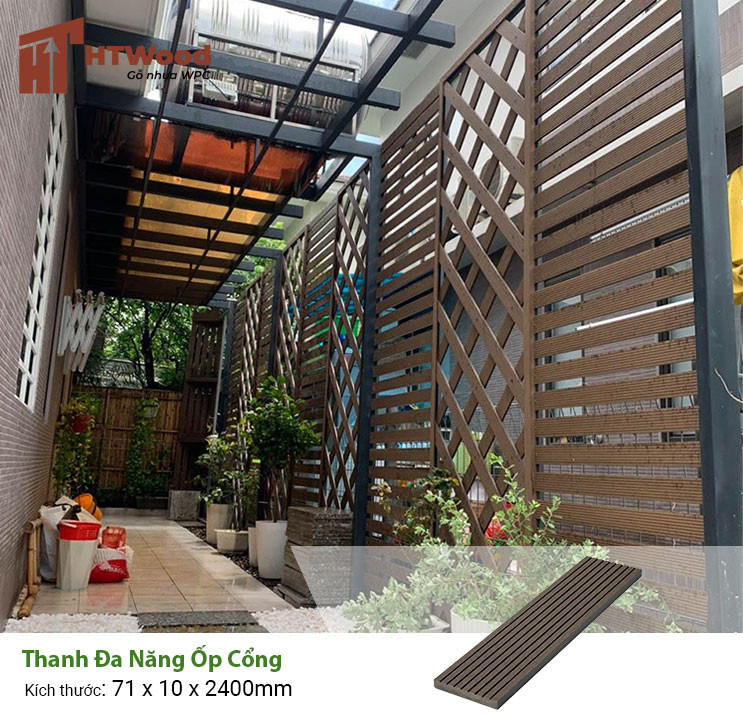 Thanh đa năng gỗ nhựa bản nhỏ ứng dụng ốp cổng tinh tế