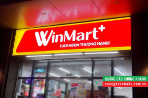 Thi công biển hiệu cửa hàng WinMart+ với chất liệu bạt 3M in UV