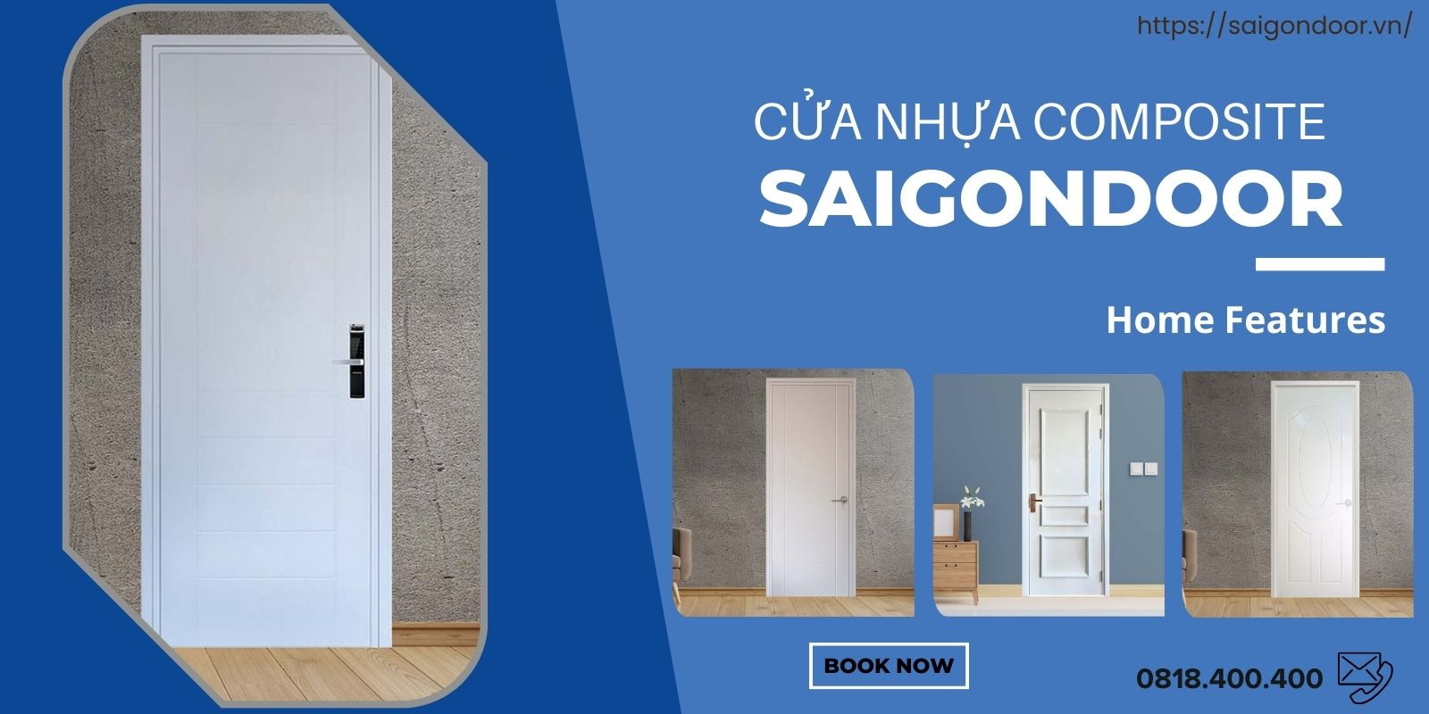Thiết kế bề mặt tối giản của mẫu cửa nhựa composite màu trắng