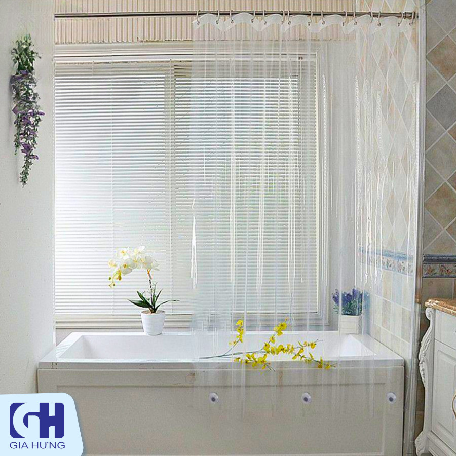 Thiết kế rèm che cửa nhà tắm nhựa PVC hiện đại tăng tính thẩm mỹ