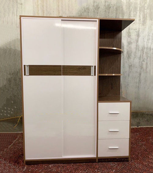 Tủ nhựa giả gỗ 2 cánh lùa có kệ