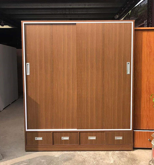 Tủ nhựa giả gỗ cửa lùa 2 cánh 4 ngăn