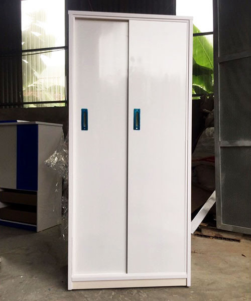 Tủ nhựa giả gỗ cửa lùa 2 cánh hiện đại