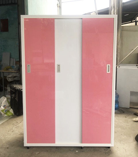 Tủ nhựa giả gỗ cửa lùa 3 cánh