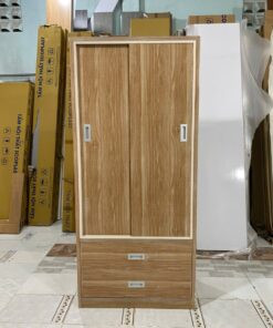 Tủ quần áo nhựa cửa lùa 2 cánh với nhiều ngăn kéo