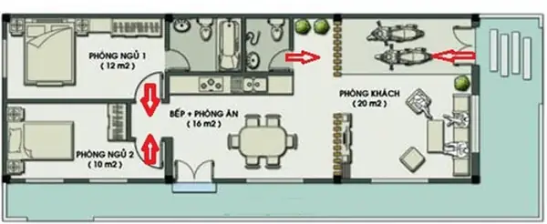 2 cửa phòng ngủ đối nhau