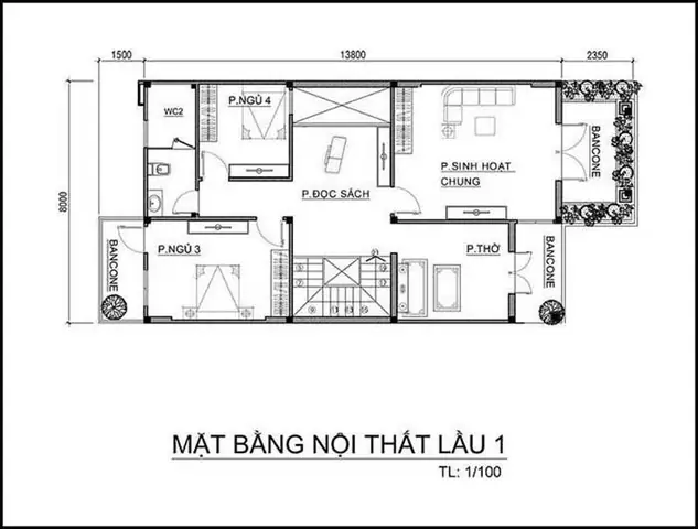 Hướng Dẫn Chi Tiết Bản Vẽ Bố Trí 1 Phòng Ngủ Dưới Trệt