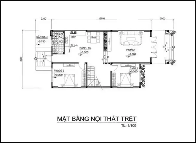 Hướng Dẫn Chi Tiết Bản Vẽ Bố Trí 1 Phòng Ngủ Dưới Trệt