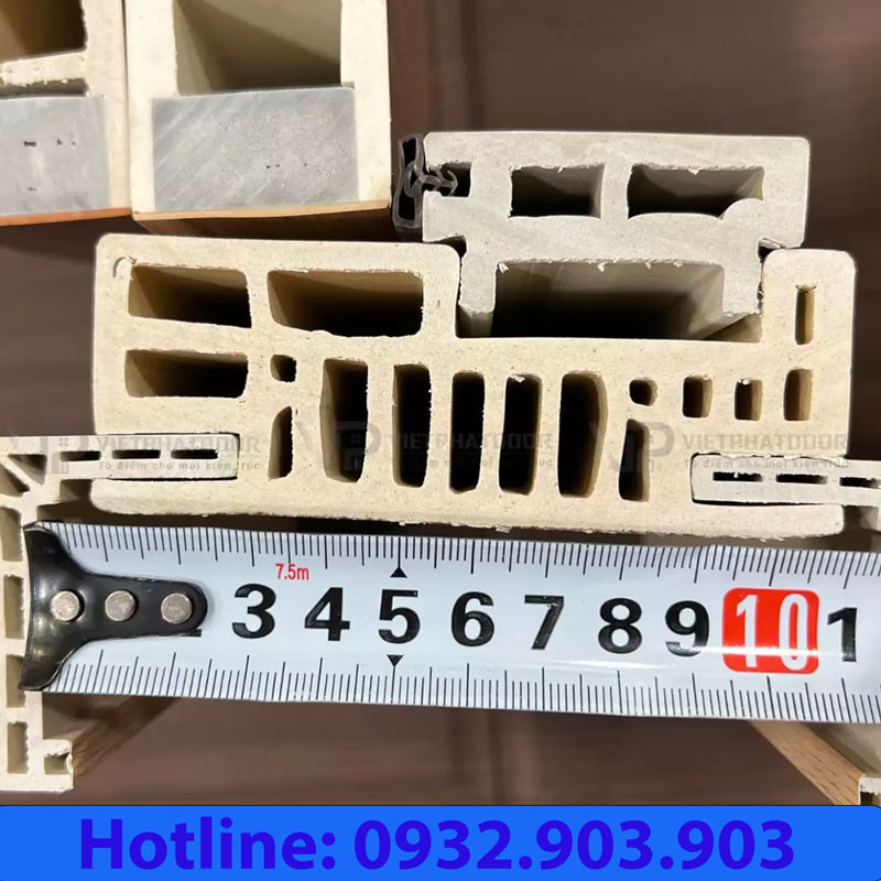 Bản vẽ mặt cắt khung cửa nhựa composite và gioăng giảm chấn