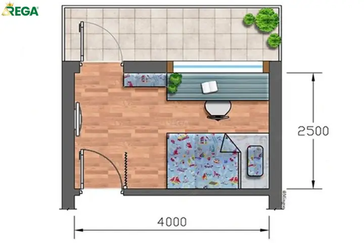 bản vẽ phòng ngủ có toilet