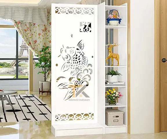 Kệ vách ngăn phòng khách cây trúc