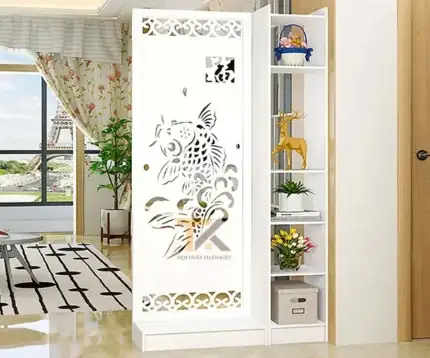kệ vách ngăn trang trí cá chép hóa rồng 1 vách 1 kệ