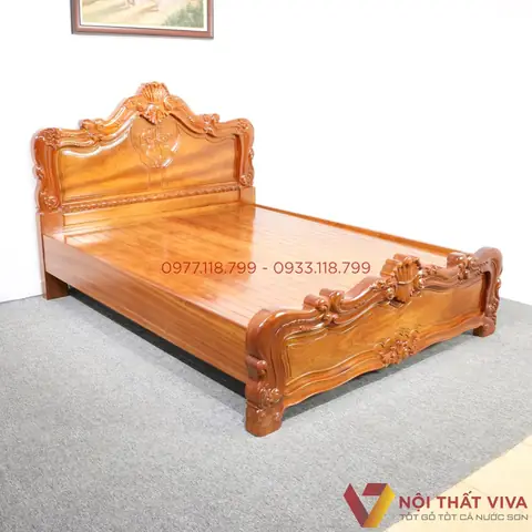 Mẫu giường ngủ gỗ tự nhiên chắc chắn, bền đẹp, giá tốt tại Nội thất Viva.