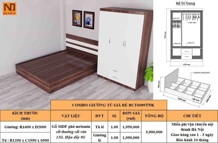 Combo giường tủ giá rẻ Combo giường tủ giá rẻ