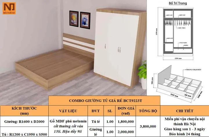 Combo giường tủ giá rẻ Combo giường tủ giá rẻ