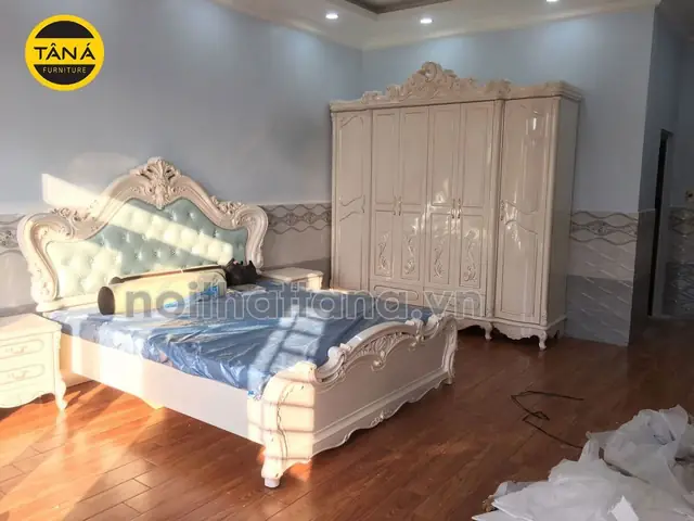 Bộ giường tủ phòng ngủ tân cổ điển TA-H1701 Bộ giường tủ phòng ngủ tân cổ điển TA-H1701