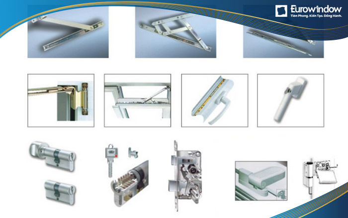 Bộ sưu tập phụ kiện kim khí đồng bộ giúp tăng độ bền và an toàn cho cửa nhựa lõi thép