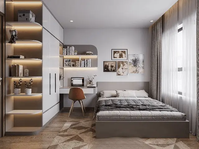 bố trí phòng ngủ 14m2