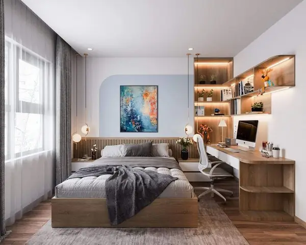bố trí phòng ngủ 14m2