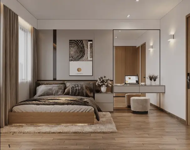 bố trí phòng ngủ 14m2